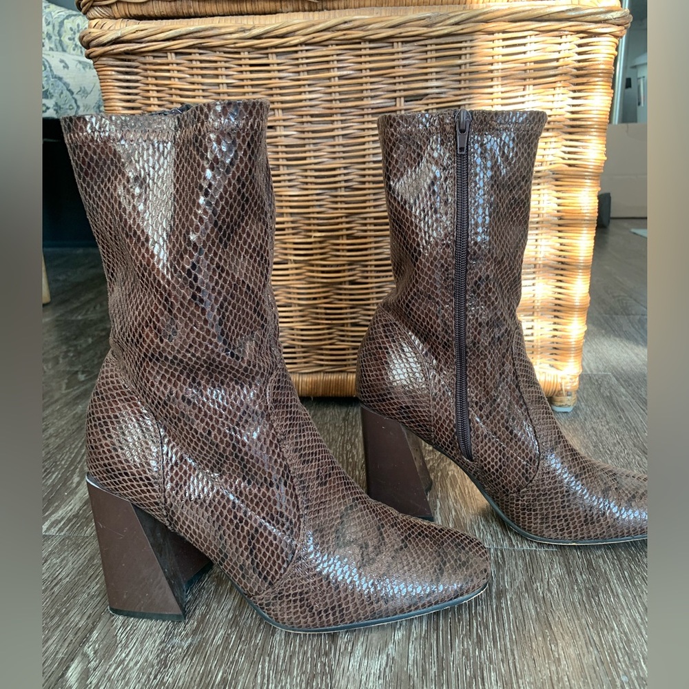 Brown snakeskin ASOS boot